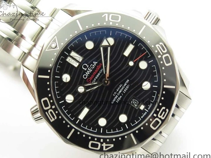 0524 2018 Seamaster Diver 300M OMF Best Edition Black Ceramic Black Dial on SS Bracelet A8800 (Black Balance Wheel) Breathable 7959